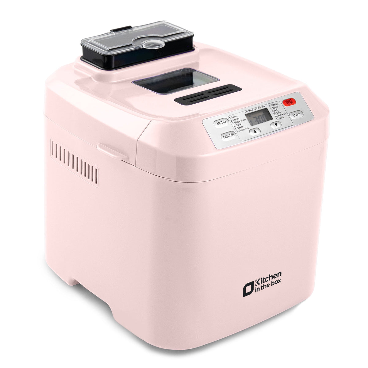Kitchen in the Box 2lb Bread Maker with Auto Fruit Nut Dispenser, 12-in-1 Gluten-Free Bread Machine, 13H Delay Timer, Nonstick Pan, Keep Warm, White