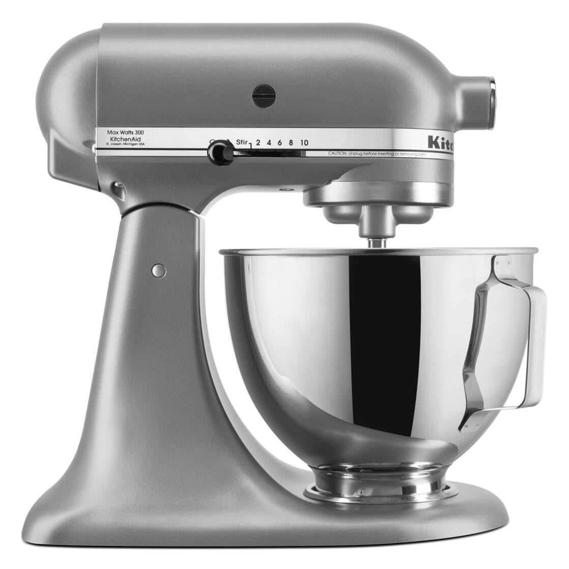 KitchenAid Deluxe Series 4.5 Quart Tilt-Head Stand Mixer with Stainless Bowl, Silver, KSM97SL