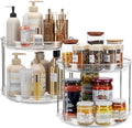 ROSSNY 2 Pack 9.25" 2-Tier Lazy Susan Turntable Organizer Countertop Kitchen Organization and Storage Spice Rack Bathroom Vanity Holder, Clear