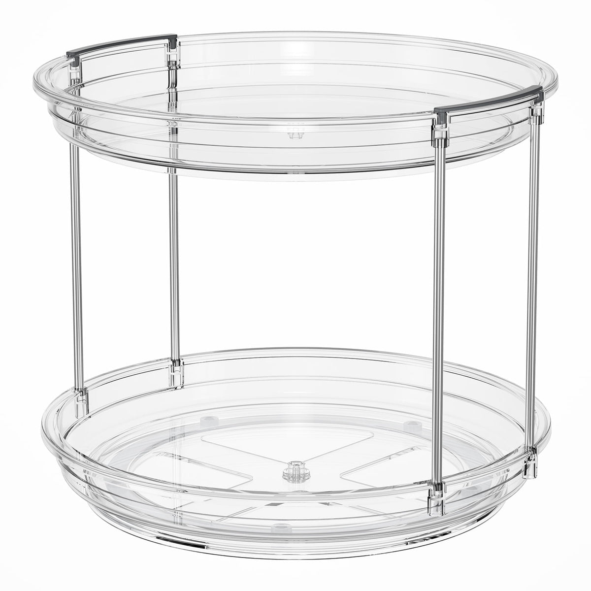 ROSSNY 2 Pack 9.25" 2-Tier Lazy Susan Turntable Organizer Countertop Kitchen Organization and Storage Spice Rack Bathroom Vanity Holder, Clear