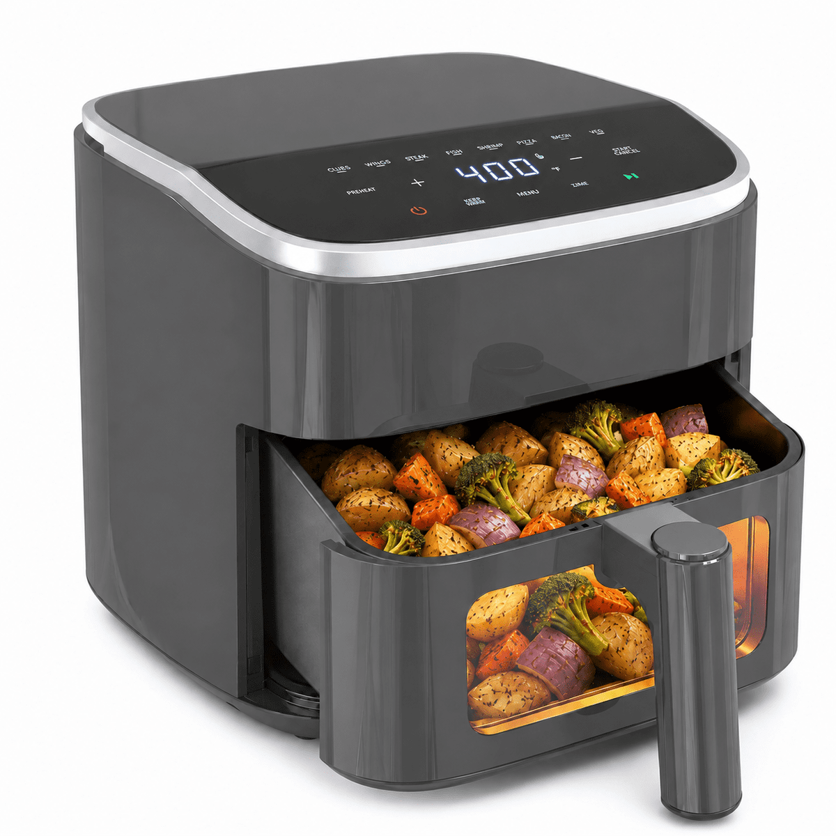 LIFERECORD 3QT Compact Air Fryer, Touch Panel, 800W, 160-400°F, Auto Shut-Off & Overheat Protection, White, for Single/Small Family