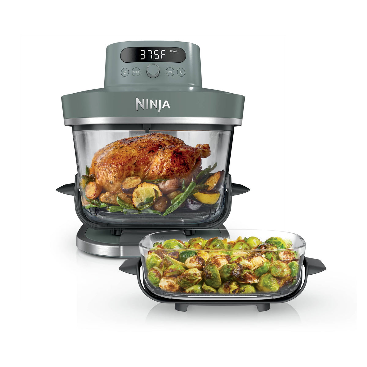 Ninja Crispi Pro Glass Air Fryer 6-Qt & 2.5-Qt, 6-in-1, Air Fry, Bake, Dehydrate, Dishwasher Safe, AS101LG Dove