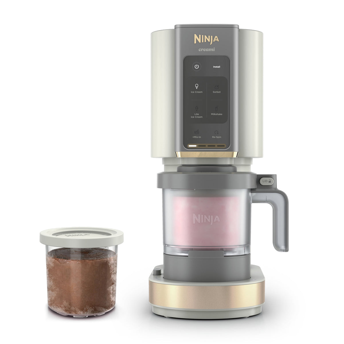 Ninja CREAMi Ice Cream Maker, for Mix-ins, Milkshakes, Sorbet, 5 One-Touch Programs, (2) 16 Oz Pint Containers & Lids, NC300WH White
