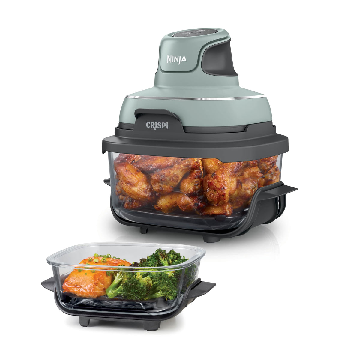 Ninja Crispi Glass Air Fryer 4-Qt, 4-in-1, Air Fry Bake Recrisp, Portable, Dishwasher Safe, FN101ST Stone