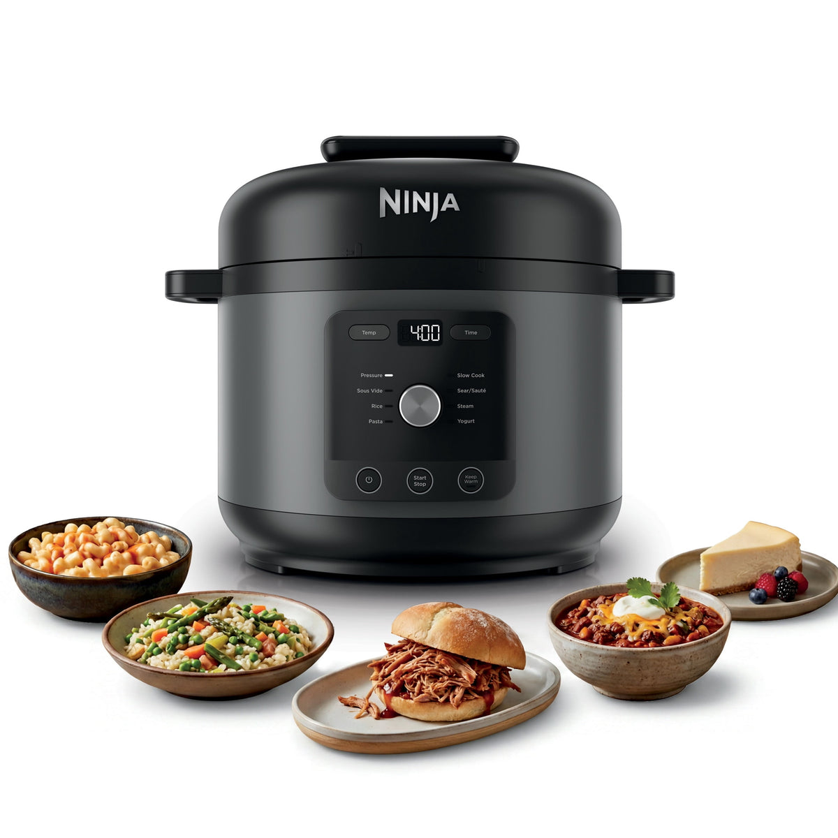Ninja HyperHeat 8-in-1 Electric Pressure Cooker with SimpliServe Pot — 6.5 Qt, Cooks Up to 2X Faster, 1200W, Feeds 8–10, Sage Leaf