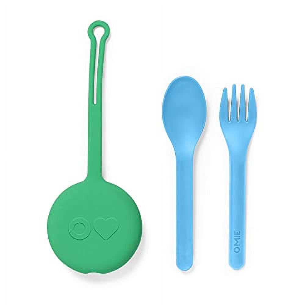 OmieBox OmiePod Kids Utensils Set with Case - 2 Piece Plastic, Reusable Fork and Spoon Silverware with Pod for Kids, Travel, Lunch Boxes - Bubble Pink by OmieLife