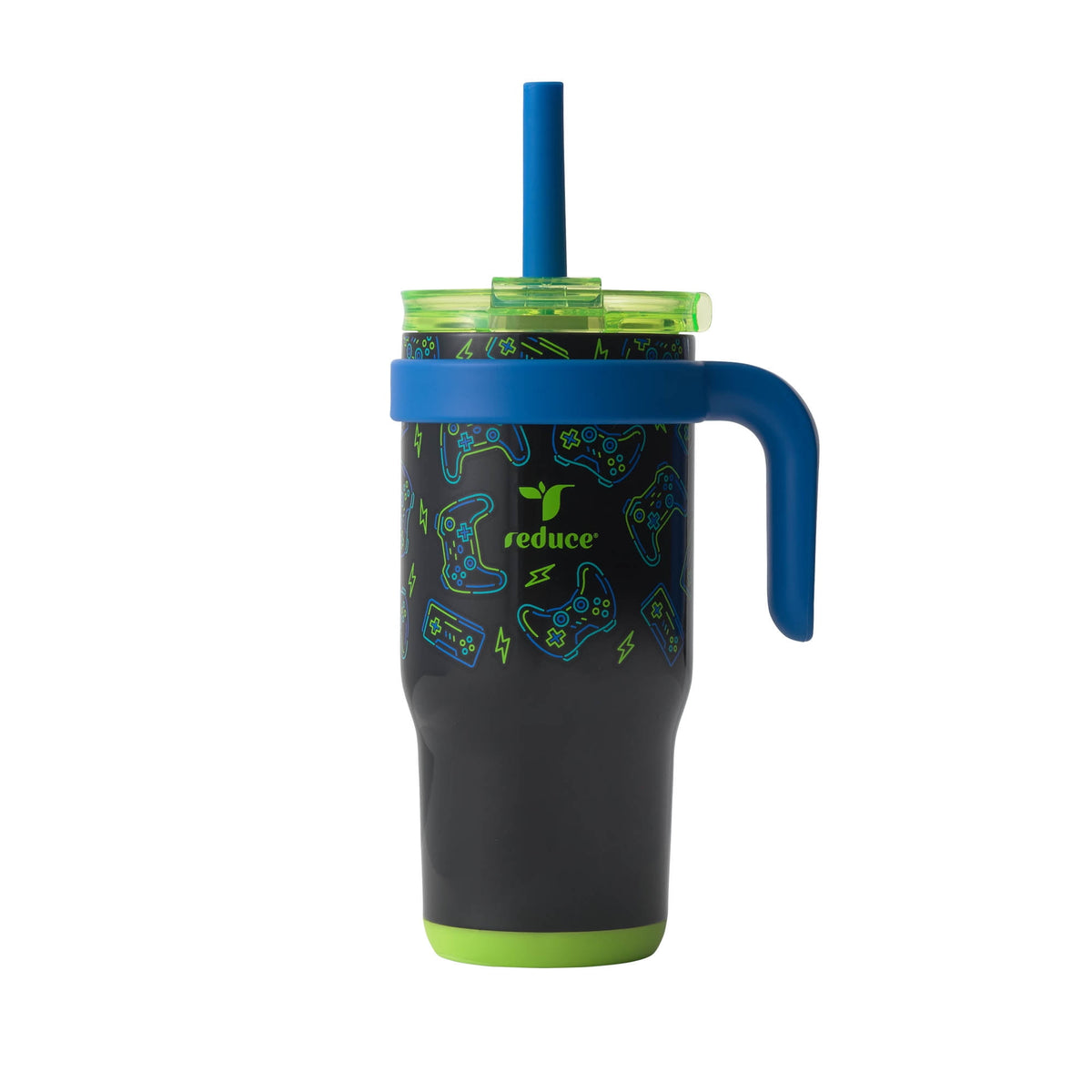 Reduce Coldee Kids Insulated Tumbler with Straw, 18oz Stainless Steel Spill-Proof Cup with Handle, Smiles