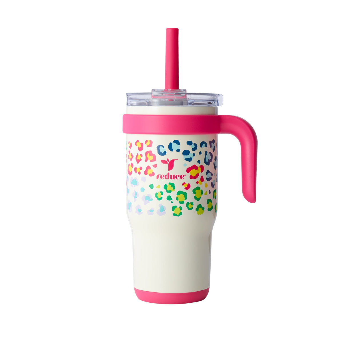 Reduce Coldee Kids Insulated Tumbler with Straw, 18oz Stainless Steel Spill-Proof Cup with Handle, Smiles