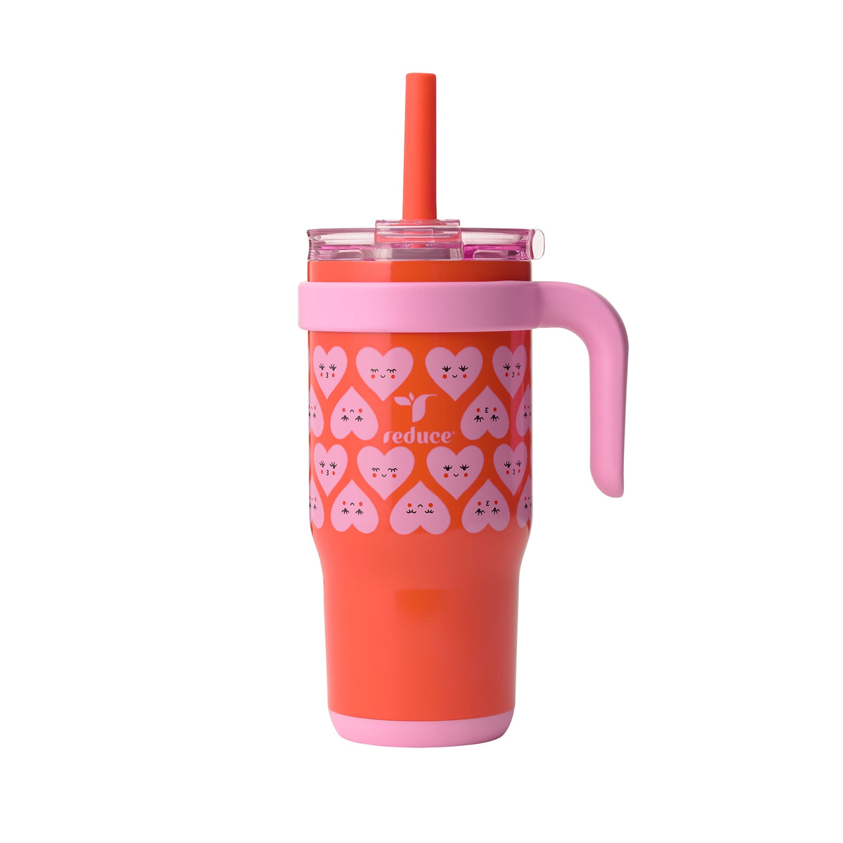 Reduce Coldee Kids Insulated Tumbler with Straw, 18oz Stainless Steel Spill-Proof Cup with Handle, Smiles