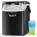 SIMZLIFE Countertop Nugget Ice Maker 33Lbs/24H, 5-Min Ice Cycle, Self-Cleaning, Portable Ice Machine with Basket & Scoop, Black