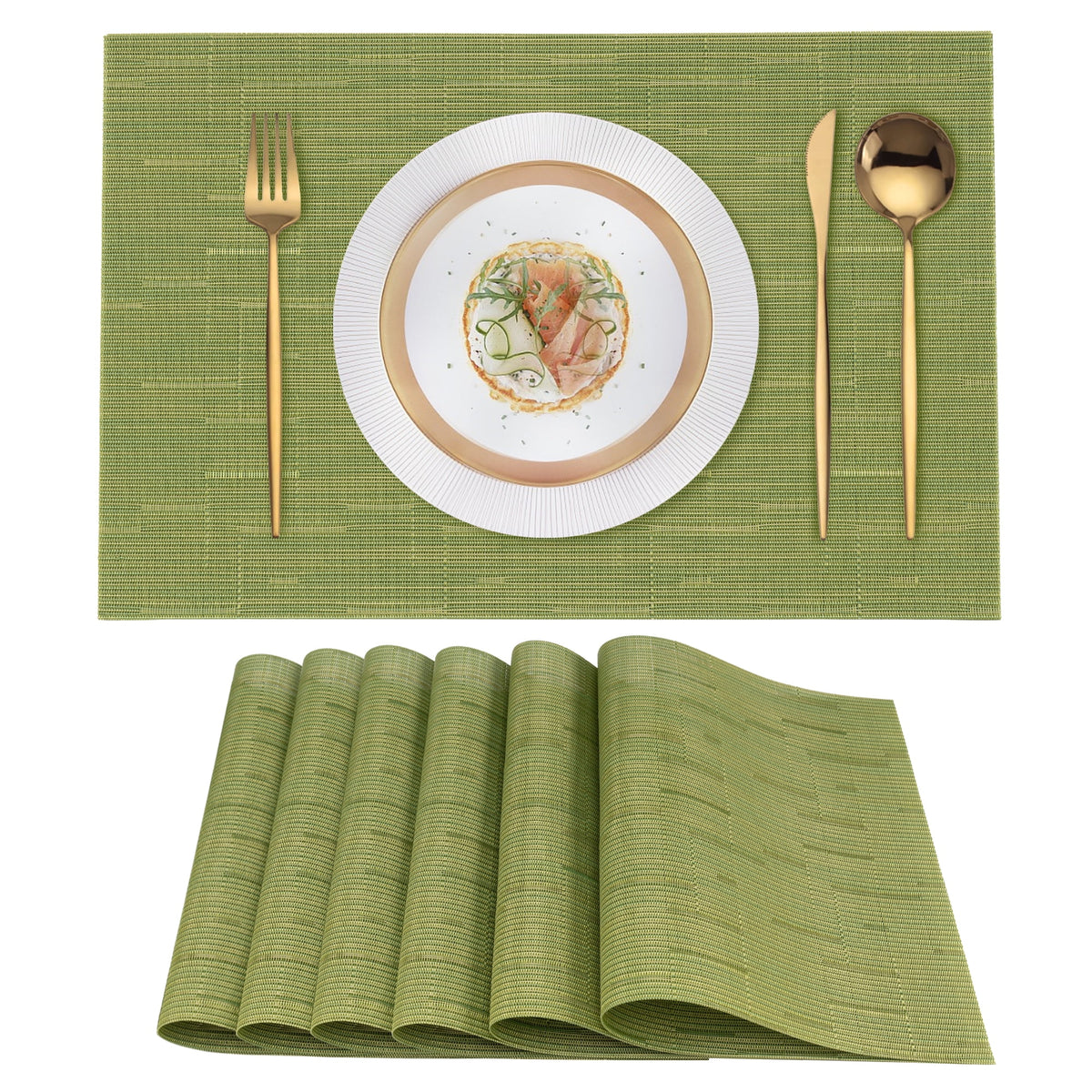 VCVCOO Navy Blue Placemats Set of 4 - Easy Clean Washable PVC Vinyl Placemats - Wipeable Heat Resistant Woven Table Mats for Dining Table - 12x18 inch