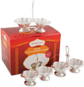 Shubhkart Pack of 3 Silver Plated Haldi Kumkum Holder Stand Set for Puja, Home, Office Décor, Diwali Gift, Festive Gift