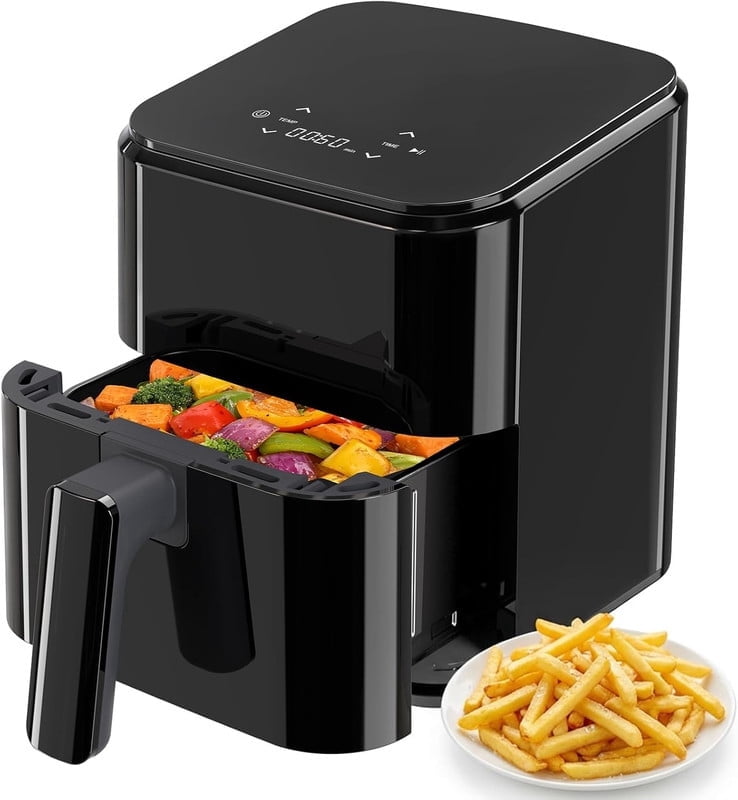 Simenmax Air Fryer, 6-Quart with Viewing Window, 12-in-1 Functions - Air Fry, Roast, Reheat, Dehydrate, Bake, Steam, and More, 400°F Max Temperature, Gray