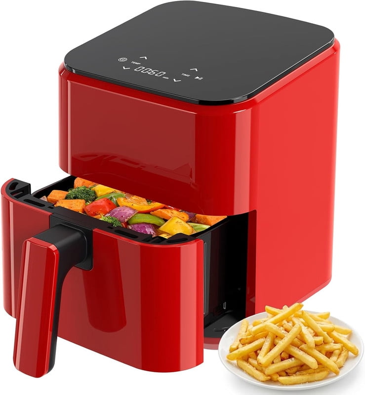 Simenmax Air Fryer, 6-Quart with Viewing Window, 12-in-1 Functions - Air Fry, Roast, Reheat, Dehydrate, Bake, Steam, and More, 400°F Max Temperature, Gray