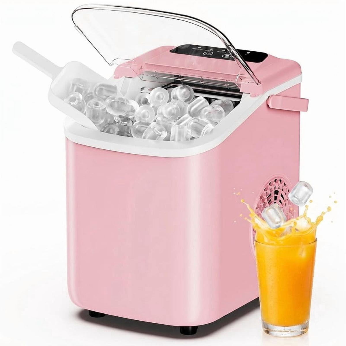 Simenmax Ice Maker Countertop – 26lbs Desktop ice maker with Handle for Home, Kitchen, Office, Outdoors, RV, Camping, White