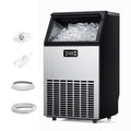 Simzlife Commercial Ice Maker, 100 Lbs/24H, Freestanding or Built-In, 33 Lb Storage Bin, Stainless Steel Ice Machine