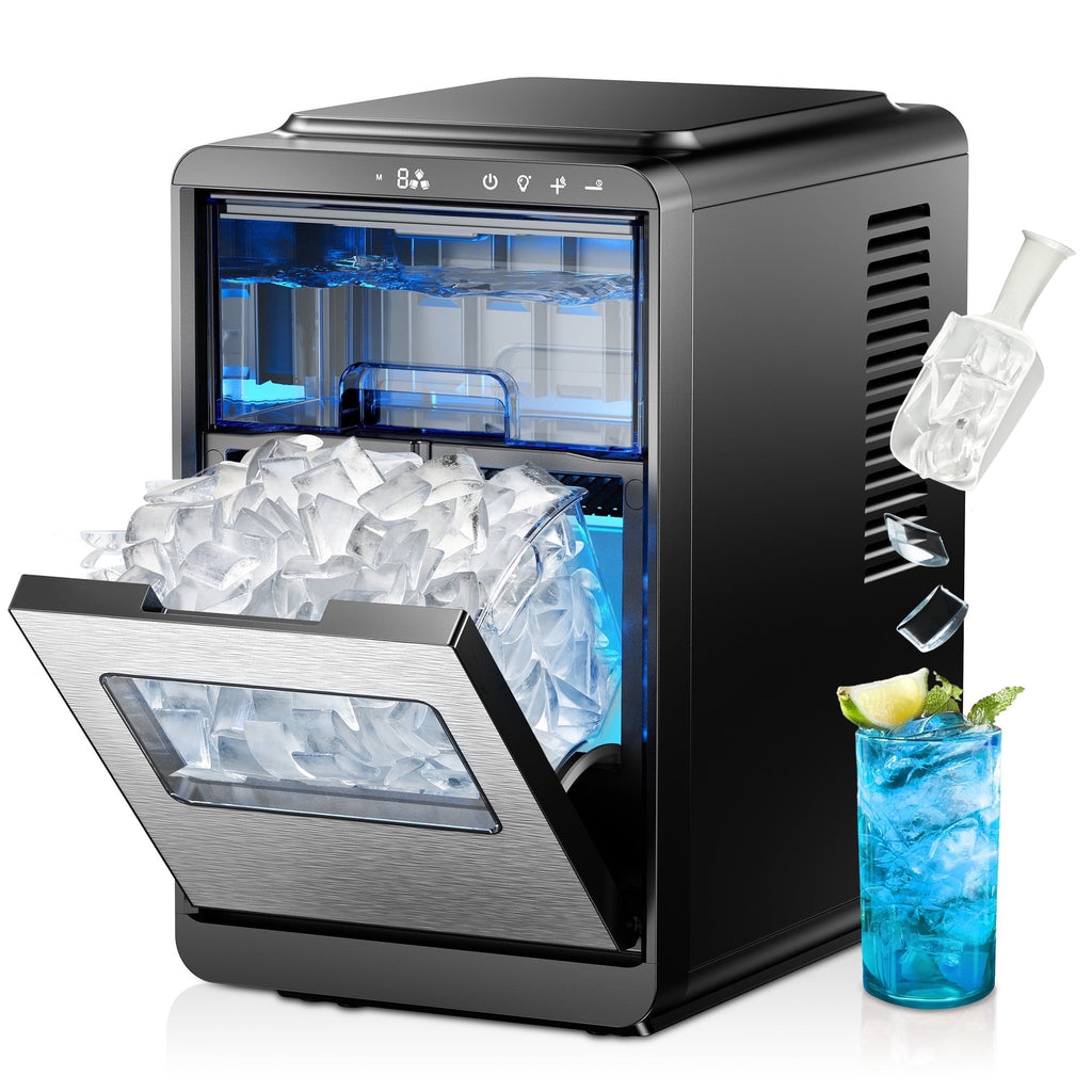 Simzlife Countertop Crescent Ice Maker, 35.9 Lbs/24H, 16 Ice Cubes in 12 Minutes, Deep Cleaning Timer Ice Machine