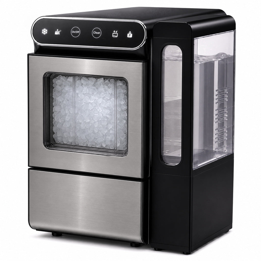 Simzlife Countertop Nugget Ice Maker, 26 Lbs/24H Chewable Sonic Ice, Self-Cleaning Ice Machine, 2.65L Water Tank