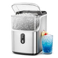 Simzlife Countertop Nugget Ice Maker, 35 Lbs/24H Portable Sonic Ice, Self-Cleaning Ice Machine, Chewable Pellet Ice, Stainless Steel