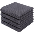 Smiry 100% Cotton Waffle Weave Kitchen Dish Towels, Ultra Soft Absorbent Quick Drying Cleaning Towel, 13x28 Inches, 4-Pack, Dark Grey