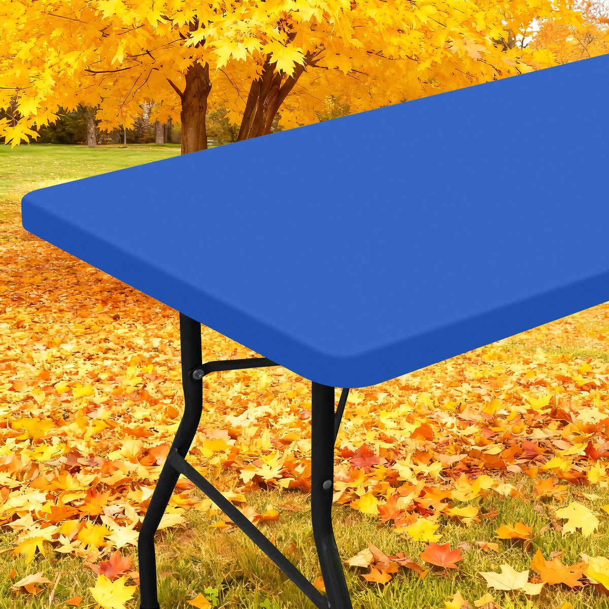Smiry Rectangle Picnic Tablecloth, Waterproof Wipeable Table Cloth, Washable Elastic Table Cover for Outdoor and Indoor, 30"x72", Black