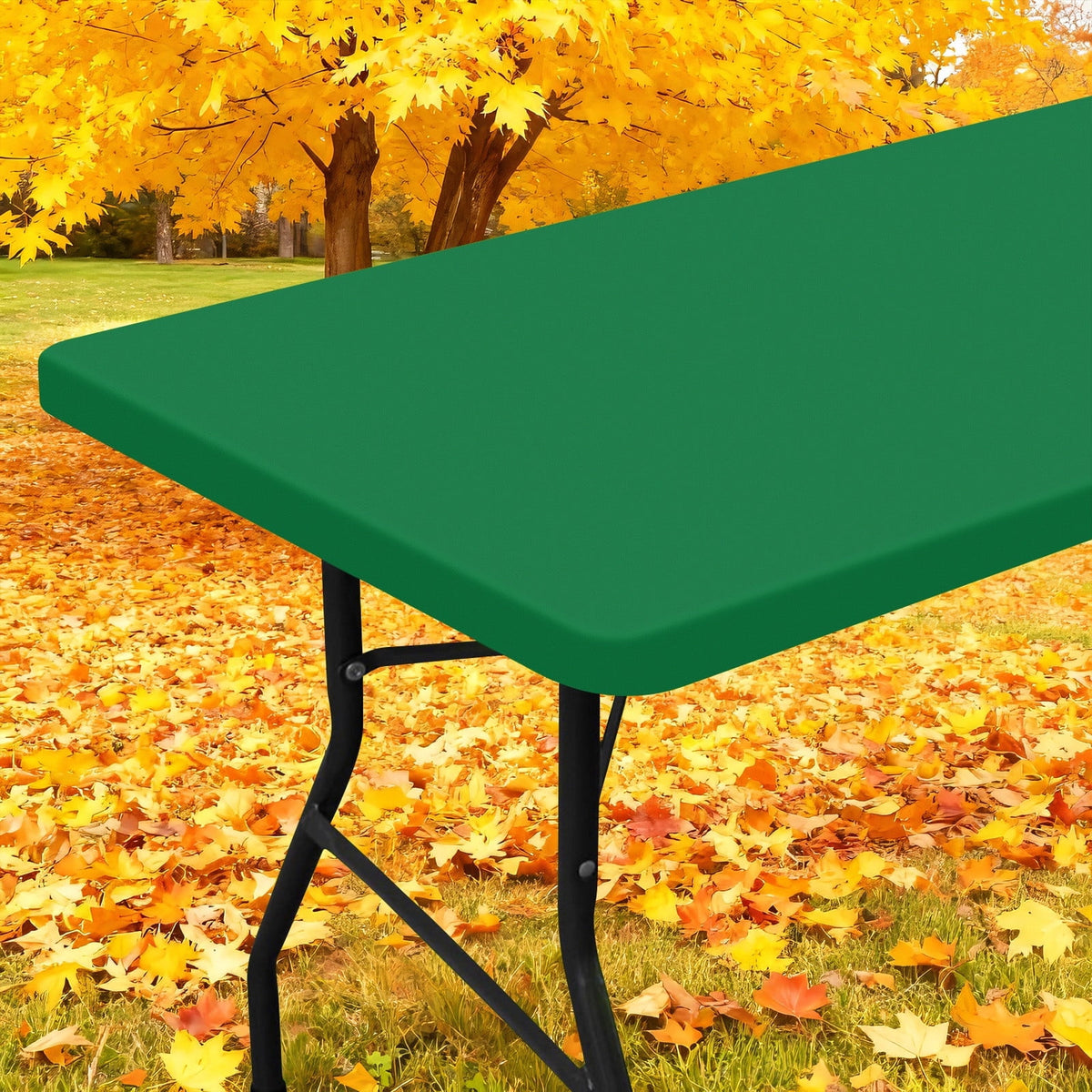 Smiry Rectangle Picnic Tablecloth, Waterproof Wipeable Table Cloth, Washable Elastic Table Cover for Outdoor and Indoor, 30"x72", Black