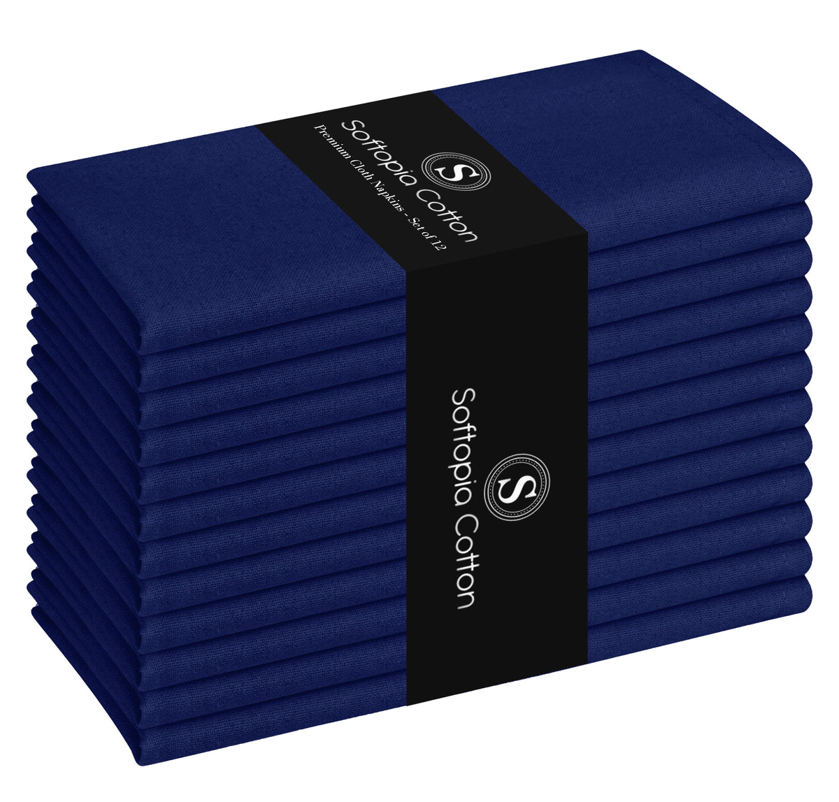 Softopia Cotton Dinner Table Fabric Napkins 17"x17", Set of 12 - Light Blue