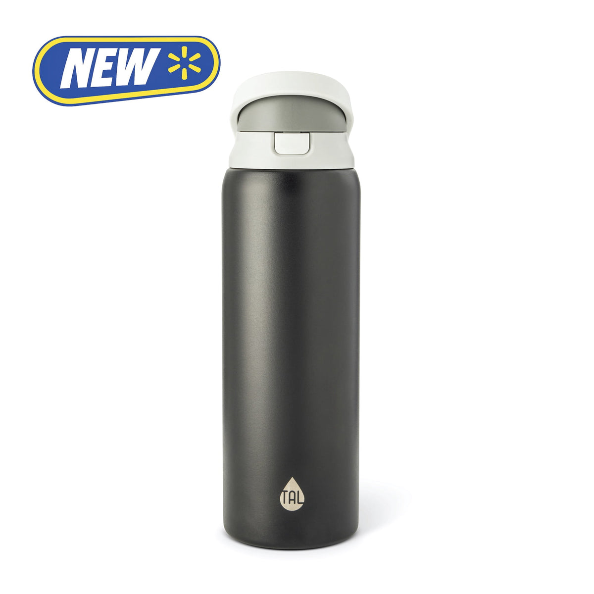 TAL 32oz Stainless Steel 2-in-1 Water Bottle with Straw and Chug Lid, Black