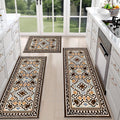 TECHVIDA Kitchen Rug Set 3 Piece,Non Slip Machine Washable Kitchen Mats, Farmhouse Hallway Doormat for Home Floor and Living Room,Gray
