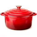TINANA Enameled Cast Iron Dutch Oven, 5.5QT Pot with Lid and Cotton Potholders, Heavy-Duty Cookware for Braising, Stews, Roasting, Red