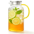 TINANA 68 oz Glass Pitcher with Lid, 2L Borosilicate Water Carafe, Stainless Steel Filter Lid, Iced Tea Lemonade Juice Milk Beverage Jug