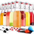 TINANA Swing Top Glass Bottles 8 Pack, 8.5 oz Flip Top Beer Brewing Bottle, Airtight Stopper Cap Lid, Bonus 2 Bottle Pourer for 2nd Fermentation, Kombucha, Kefir, Vanilla Extract, Coquito, Juice, Tea