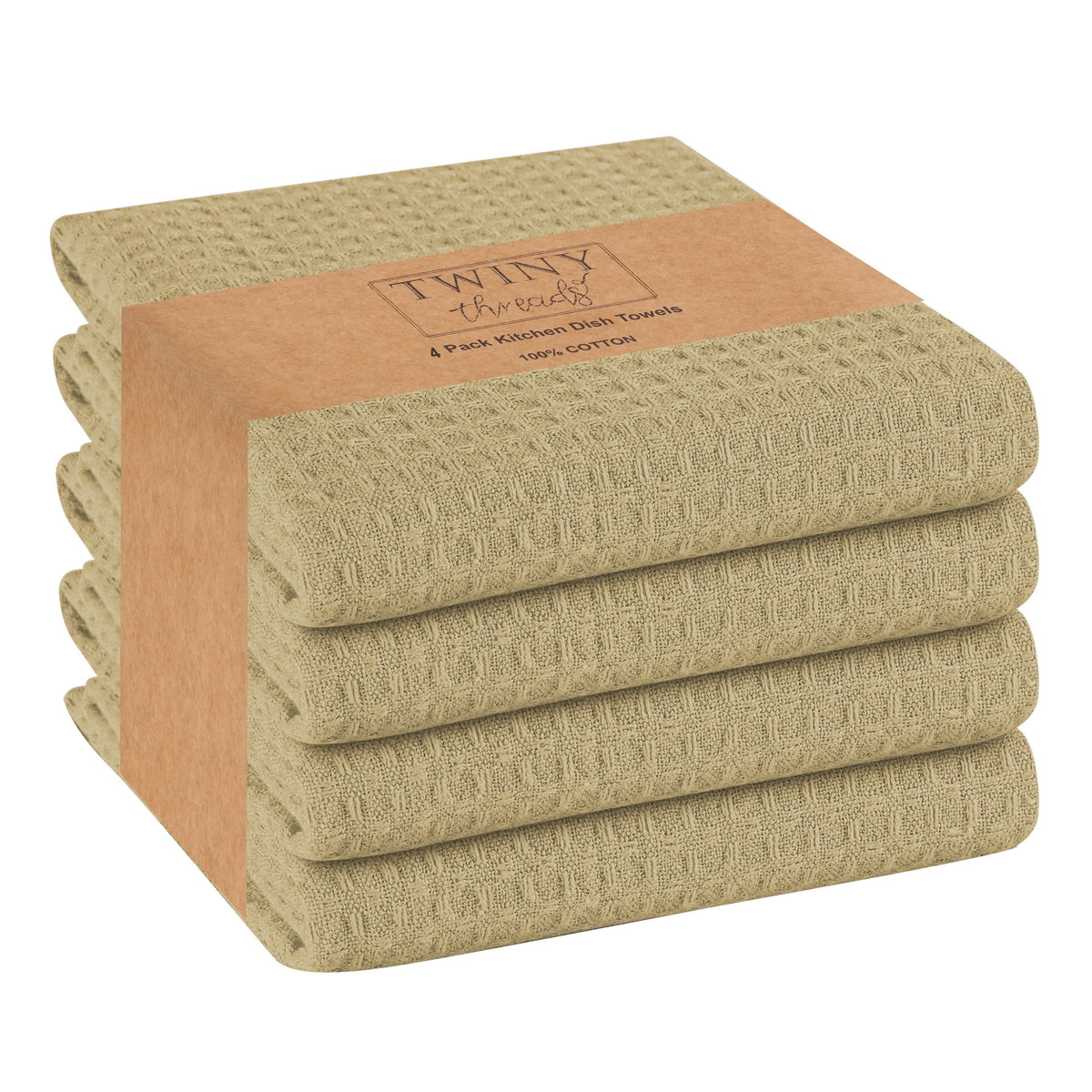 Twiny Threads Waffle Kitchen Towel 16"x26" Set of 4 - Brown