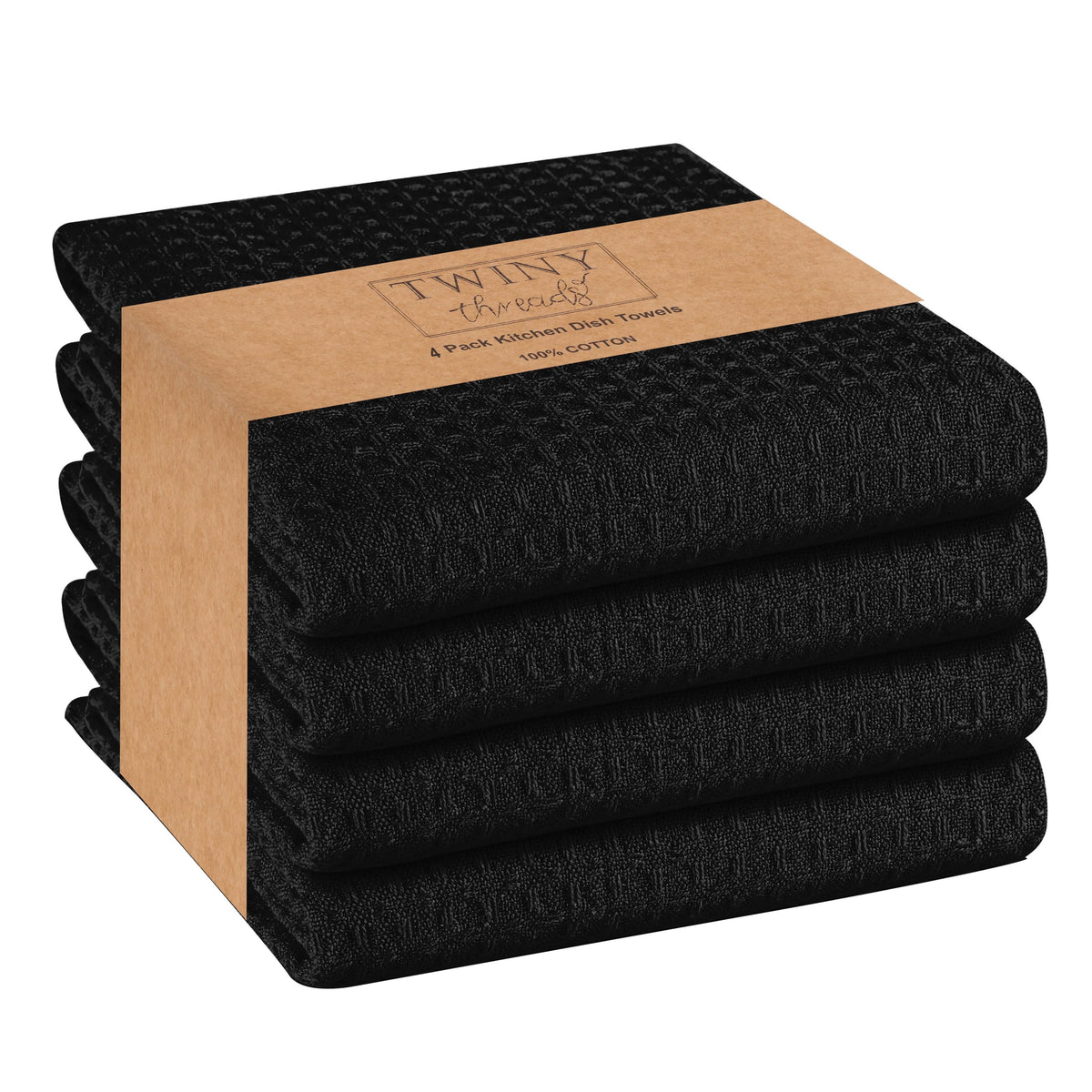 Twiny Threads Waffle Kitchen Towel 16"x26" Set of 4 - Brown