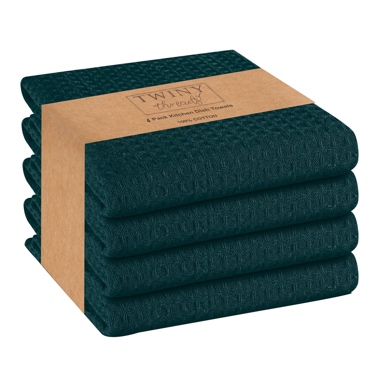 Twiny Threads Waffle Kitchen Towel 16"x26" Set of 4 - Brown