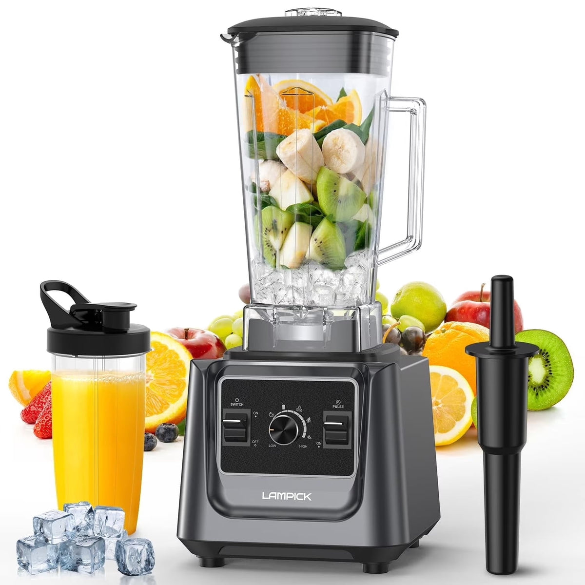 Blenders for Kitchen, 2000W Blender for Smoothies 35000 RPM Professional Grade High-Speed Smothie Blender with 68oz Pitcher & 27oz To-Go Cup for Smoothies, Ice, and Frozen Fruit