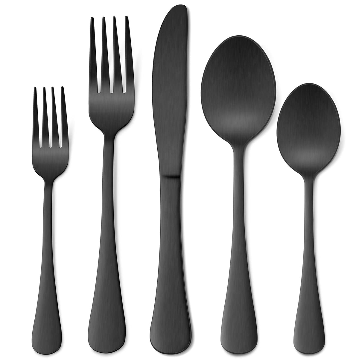 Black Silverware Set, Vesteel 20 Piece Stainless Steel Flatware Cutlery Set for 4, Mirror Finish, Dishwasher Safe