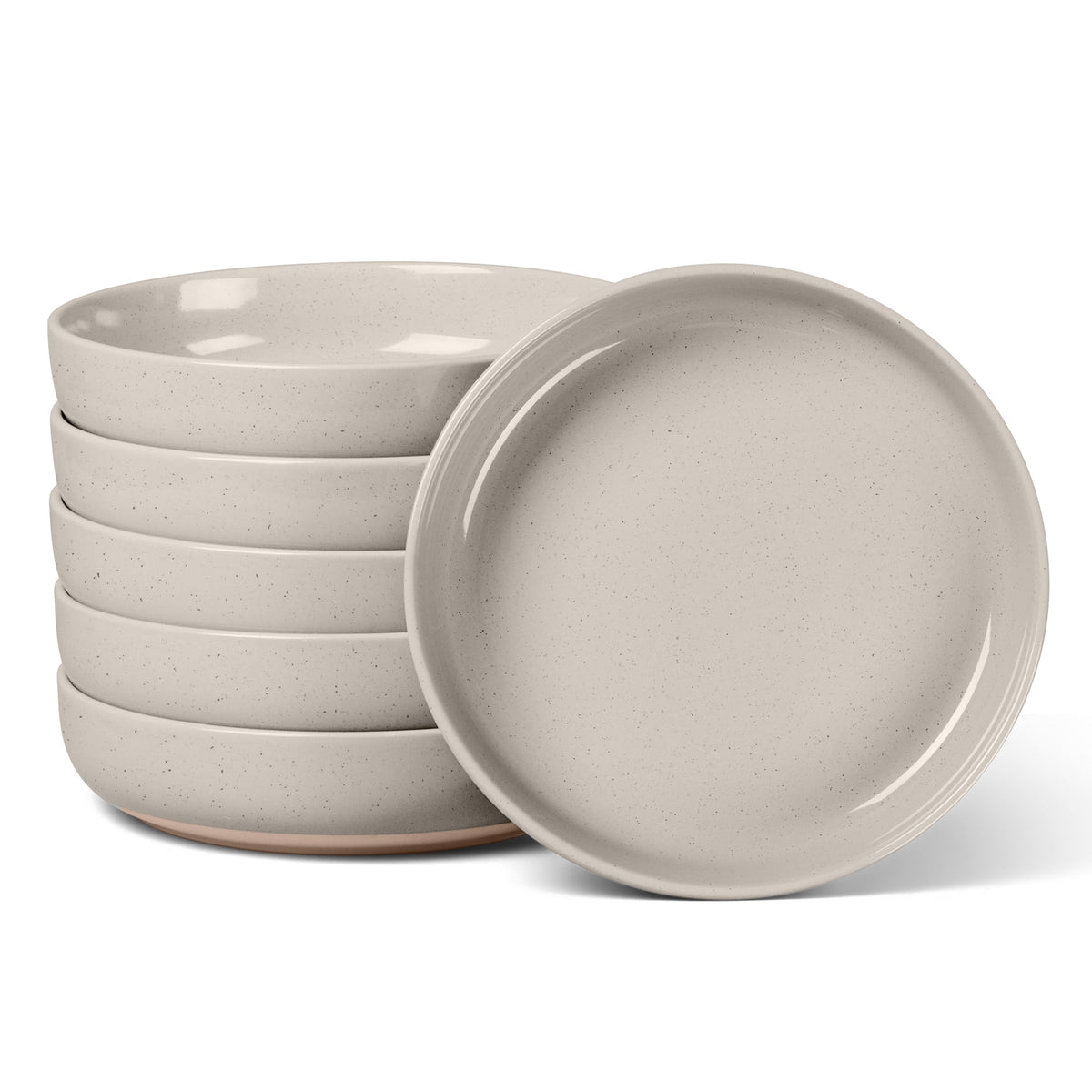 Vesteel Pasta Bowls Set of 6, 32oz Large Salad Bowl for Home Kitchen, Ceramic Serving Plates for Soup, Cereal, Fruits, Microwave & Dishwasher Safe, Speckled White