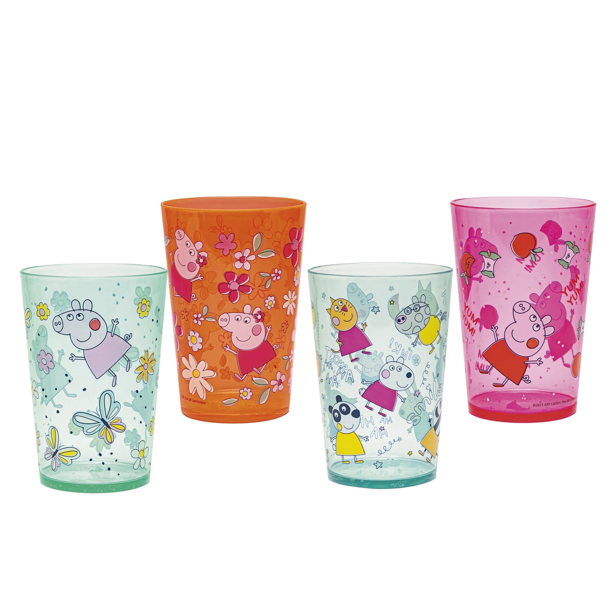 Zak Designs Gabbys Dollhouse Kids 4-Piece 14.5 oz Tumbler Set Durable Plastic Cups Fun Drinkware Nesting 4 pcs Set, Gabby and Friends