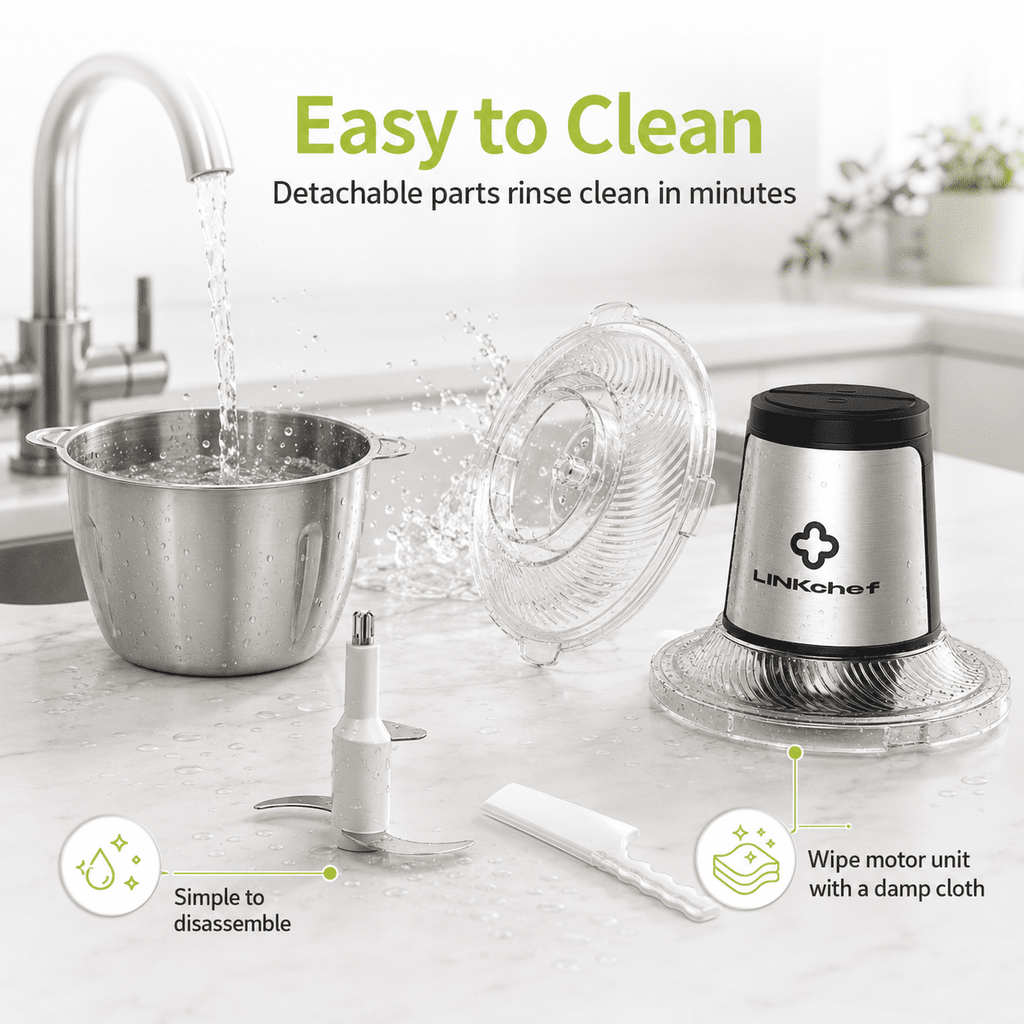 LINKChef 6-Cup Food Processor, Electric Food Chopper & Meat Grinder for Vegetables, Meat & Fruit，Dishwasher Safe