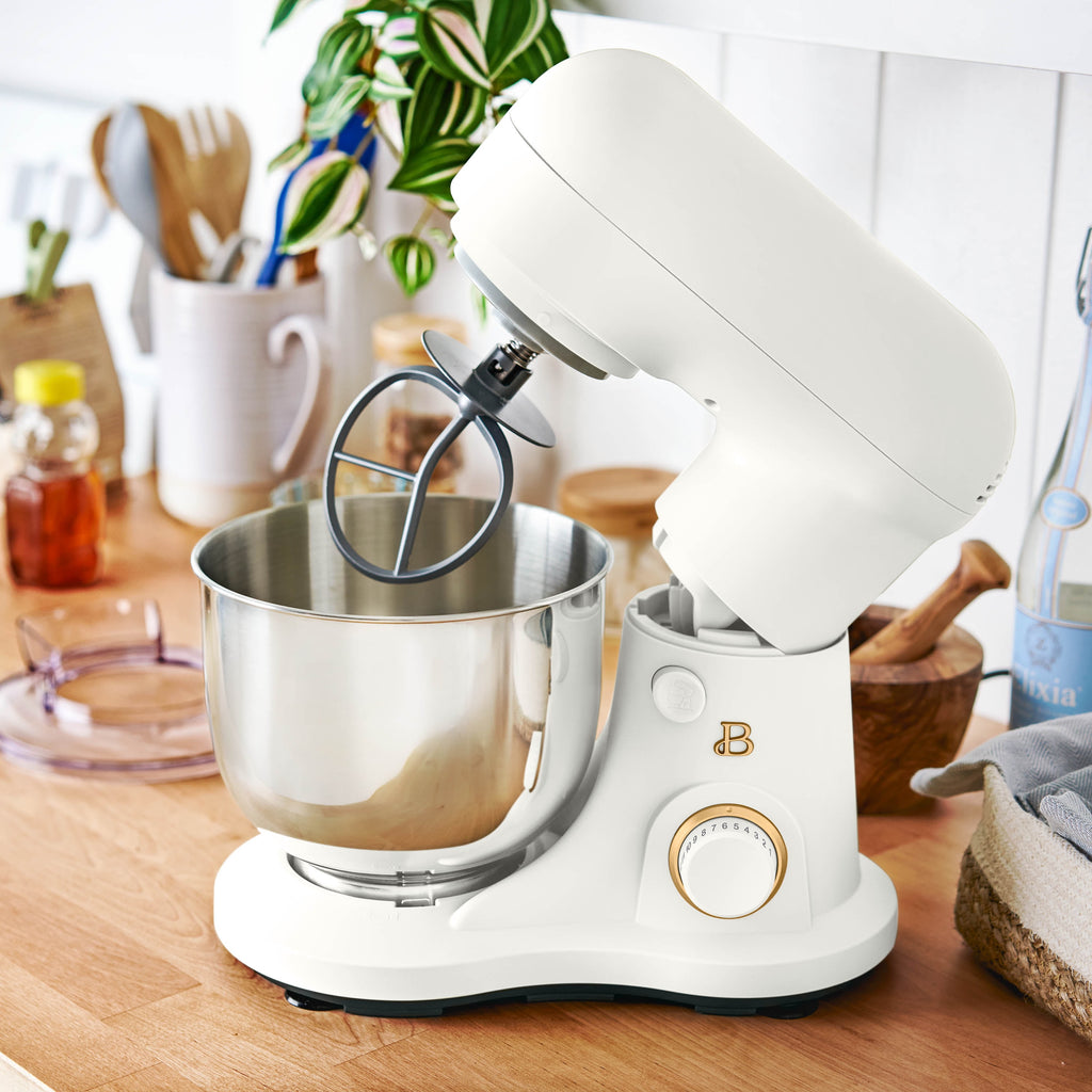 Beautiful 3.5 Qt Stand Mixer with Flat Beater, Dough Hook, Balloon Whisk, Chocolate by Drew Barrymore