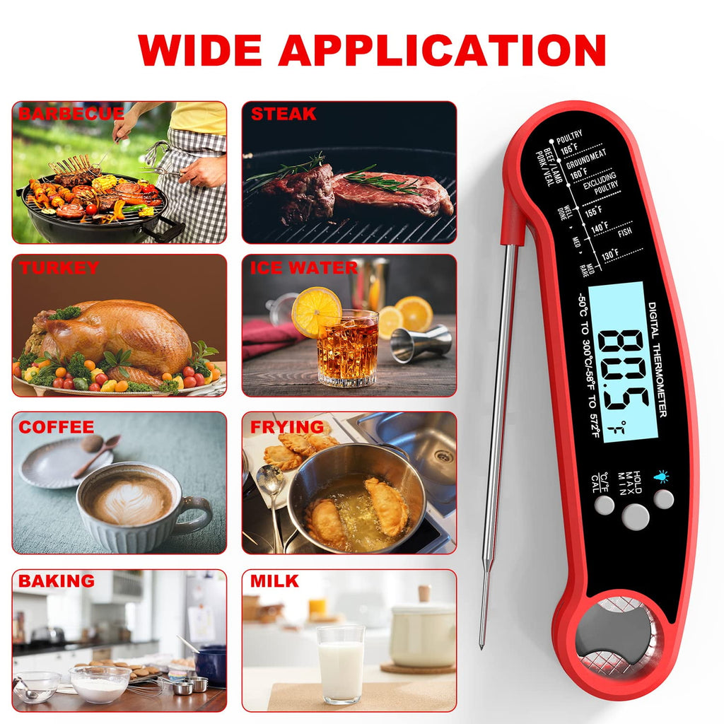 Scootworks Wireless Meat Thermometer Digital for Grill - Instant Read Grill Thermometer, Food Thermometer for Outdoor Cooking, BBQ Accessories, Cooking Thermometer for Kitchen