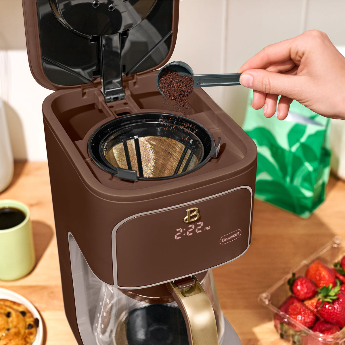 Beautiful by Drew Barrymore 12-Cup Programmable Coffee Maker, White Icing