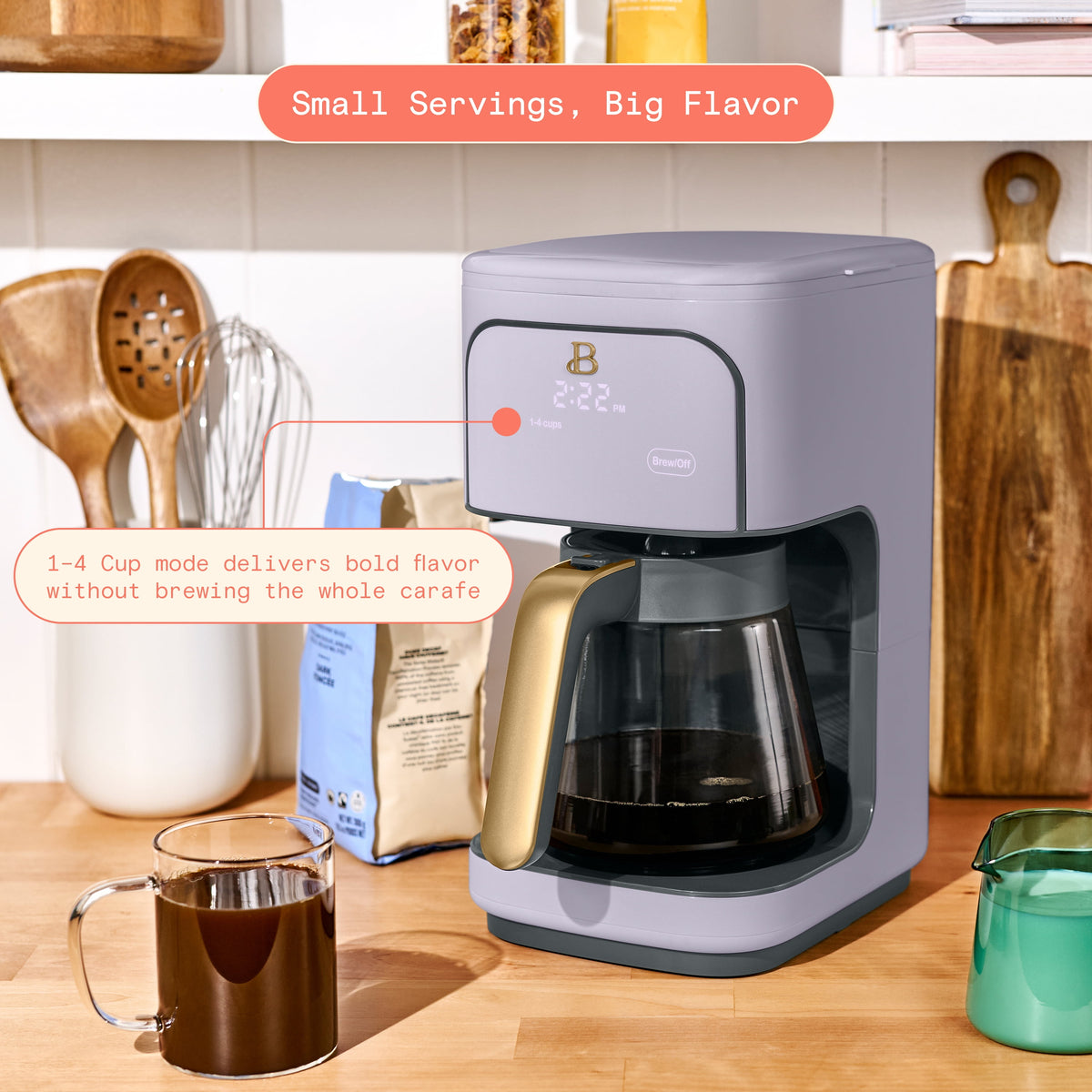 Beautiful by Drew Barrymore 12-Cup Programmable Coffee Maker, White Icing