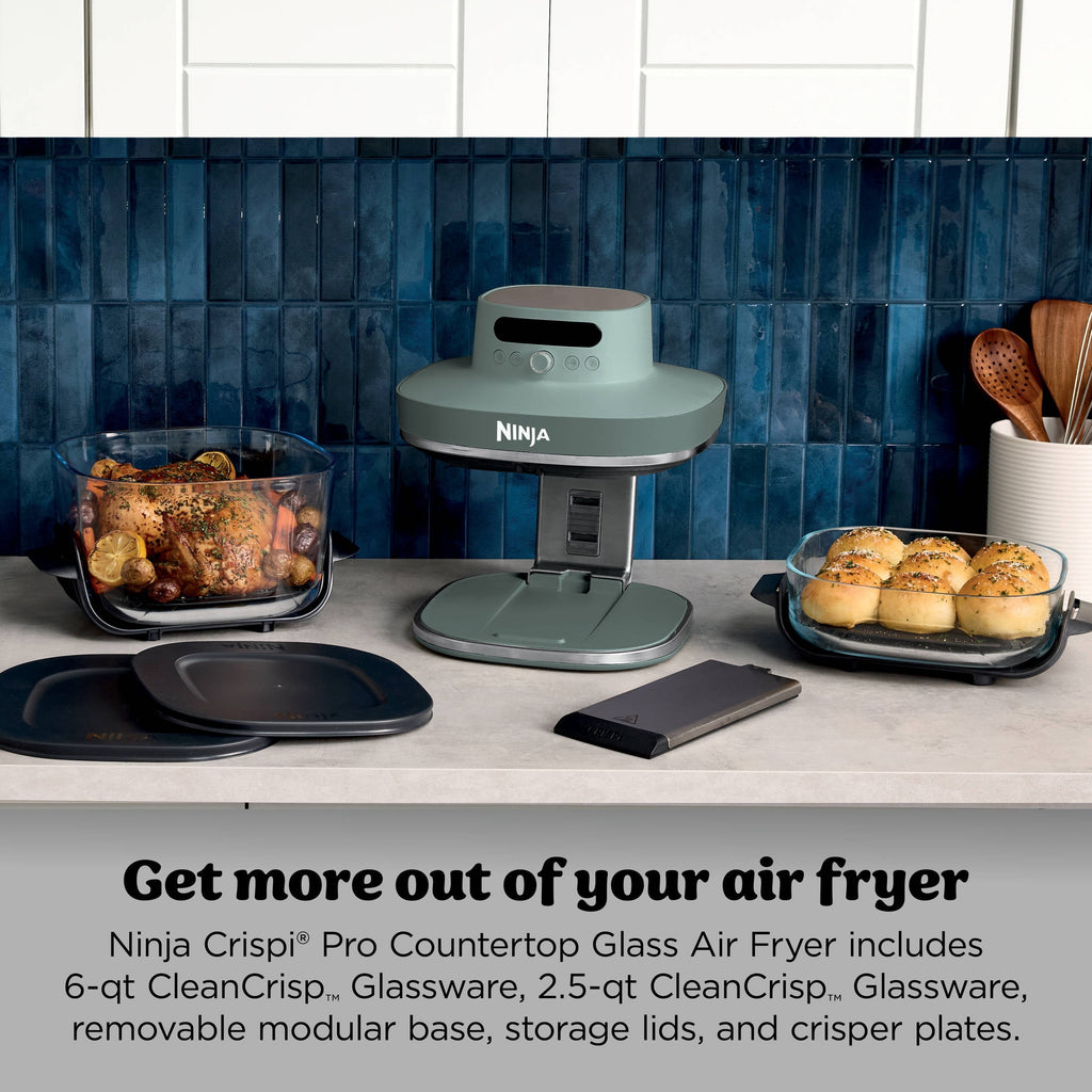 Ninja Crispi Pro Glass Air Fryer 6-Qt & 2.5-Qt, 6-in-1, Air Fry, Bake, Dehydrate, Dishwasher Safe, AS101LG Dove