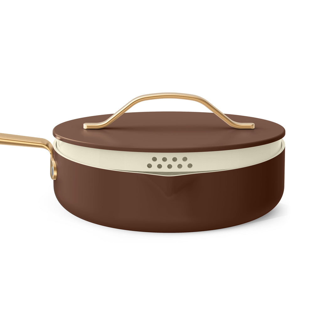 Beautiful 12-Piece Cookware Set, Pots and Pans with Strainer Lids and EverGood Ceramic Nonstick Coating, White Icing by Drew Barrymore