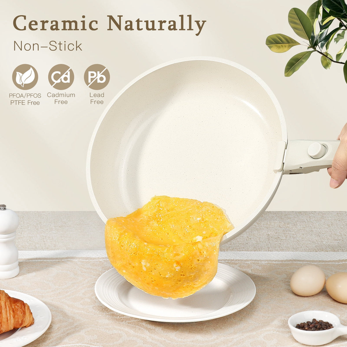 Gipp 11pcs Ceramic Cookware Sets, Pots and Pans Set Non Stick with Removable Handle, Oven & Dishwasher Safe,Induction Cookware