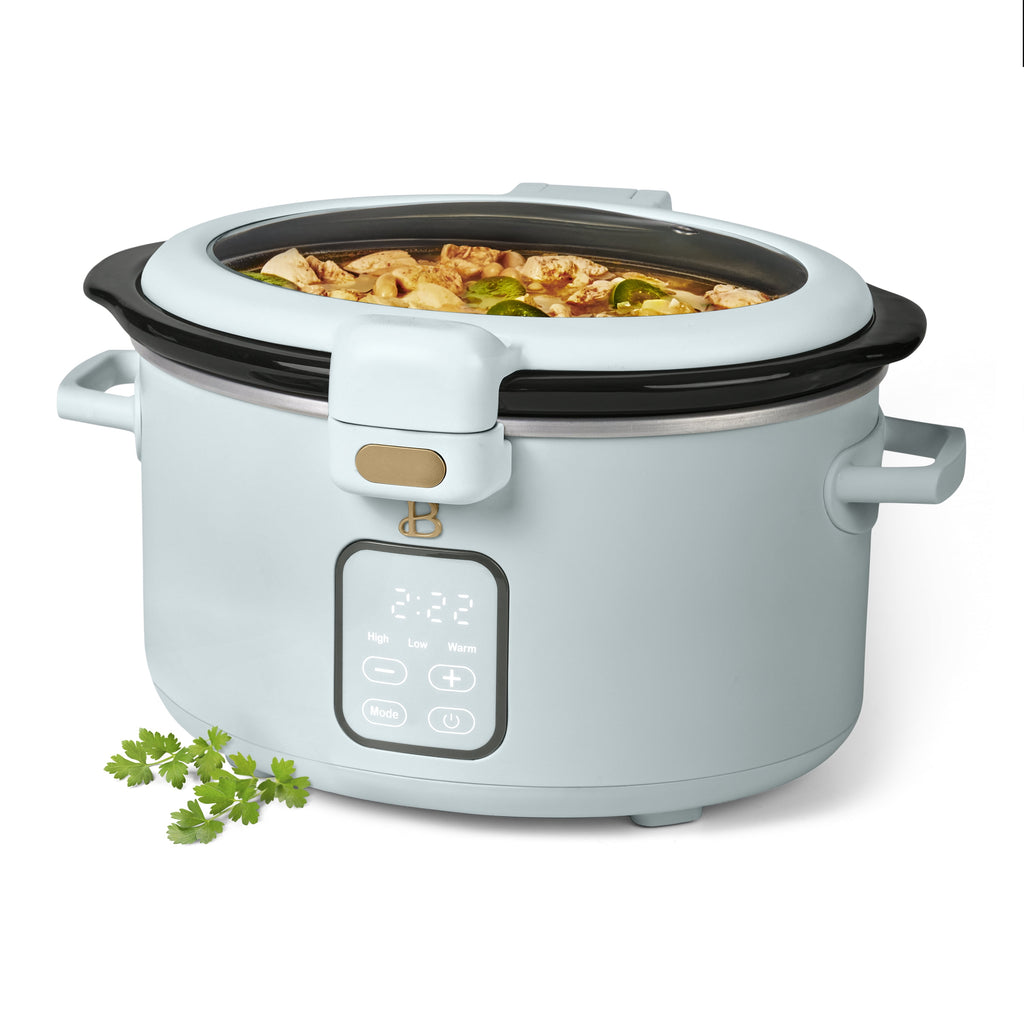 Beautiful 4 Qt Digital Slow Cooker with Hinged Locking Lid, Thyme Green by Drew Barrymore