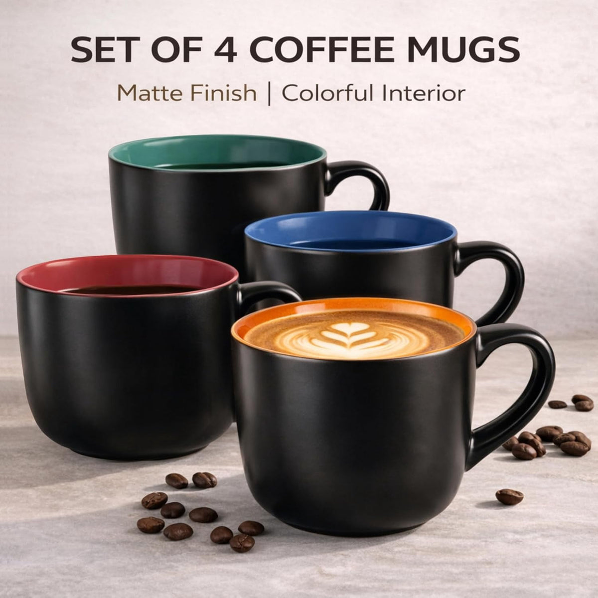 AmorArc 24 oz Soup Mugs with Handles, Jumbo Ceramic Bowls Mugs Set with handles for Coffee Cereal Cappuccino Snacks, Microwave&Dishwasher safe Soup Cups for Meal-Multicolor