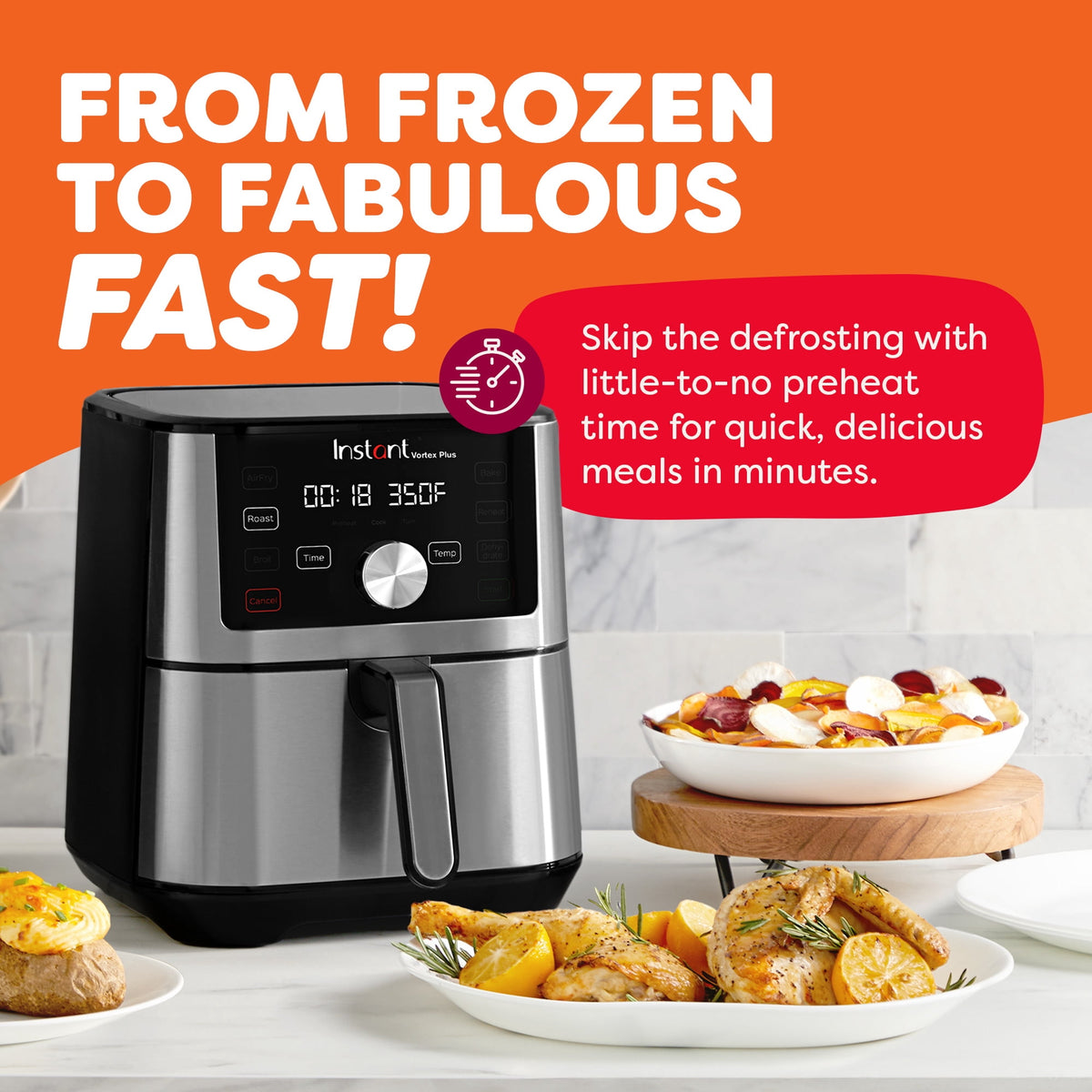 Instant Pot® 4Qt Vortex® Plus 6-in-1 Mini Air Fryer, Air Fry, Crisps, Broils, Roasts, Dehydrates, Bakes, Reheats, Stainless Steel, 4 Quarts